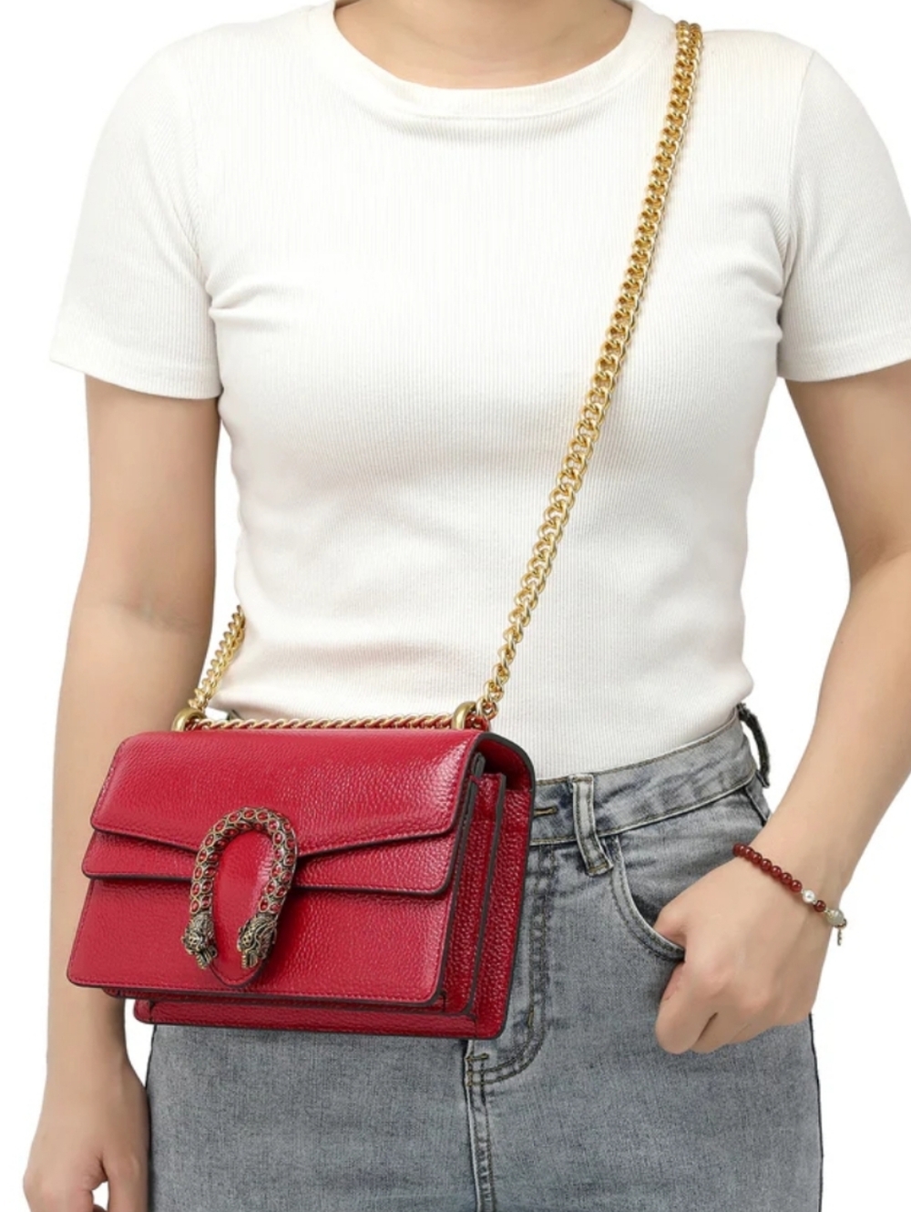 NWT Tiffany & Fred Purse Crystal Dragon Crossbody Shoulder Bag Red Leather - Picture 2 of 16